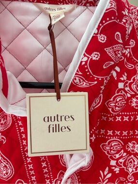 autres filles Red Bandana Print Quilted Jacket